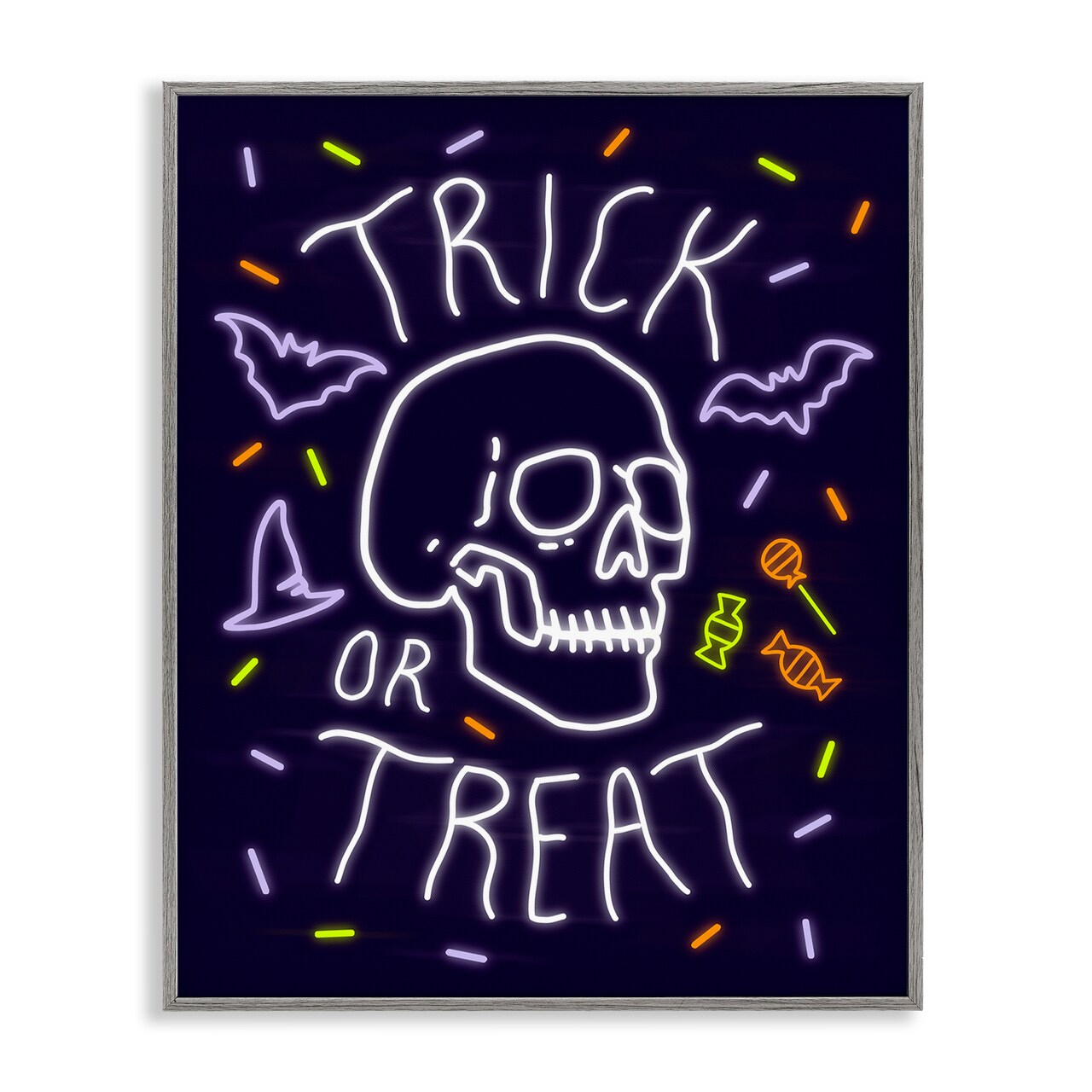 Trick or Treat Halloween Phrase Spooky Skeleton Framed Giclee Art